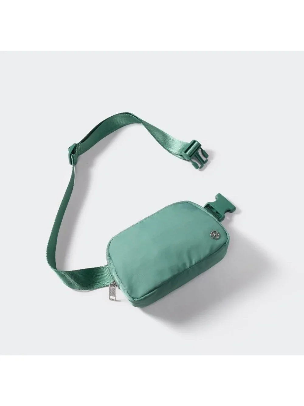 Men's Eucalyptus Green Crossbody Belt Bag Wide Zipper Adjustable Strap 3-Pockets